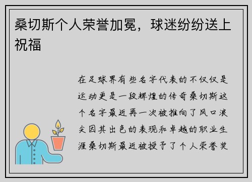 桑切斯个人荣誉加冕，球迷纷纷送上祝福